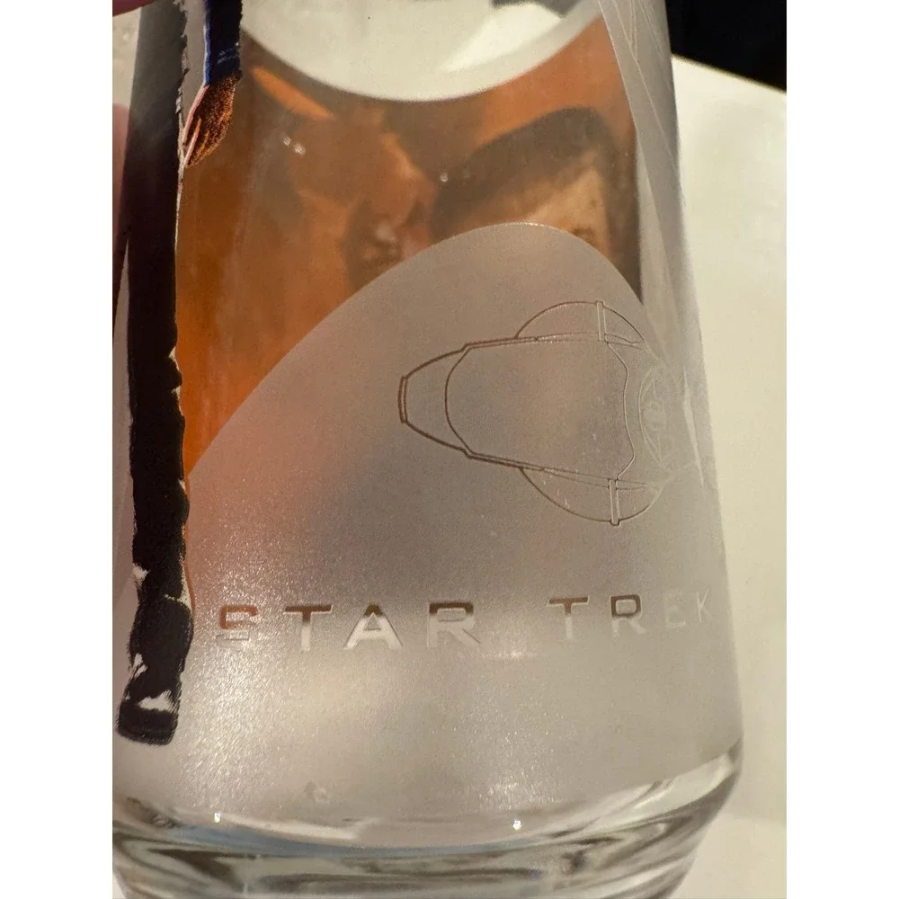 Star Trek Movie Spock Kirk USS‎ Enterprise Frosted Highball Glass Tumbler